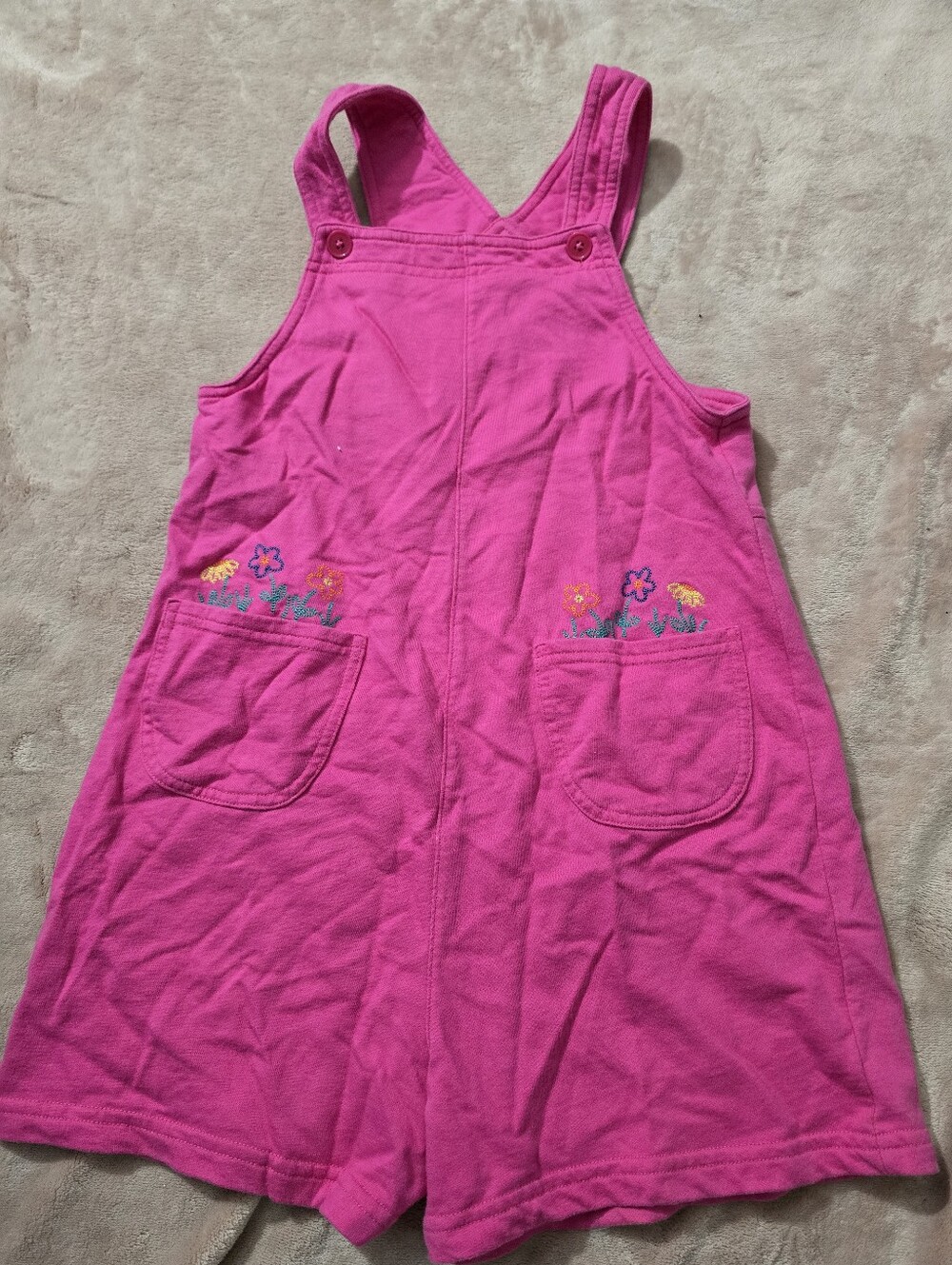 Vintage Gymboree romper overall Pink Sidewalk Chalk Flowers Size 5-6 Years